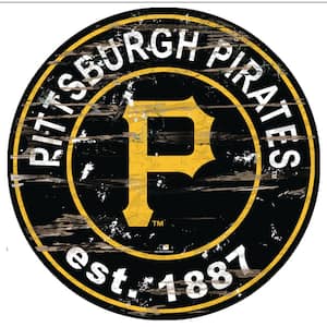 MLB Pittsburgh Pirates 24 in. Distressed Wooden Circle Sign