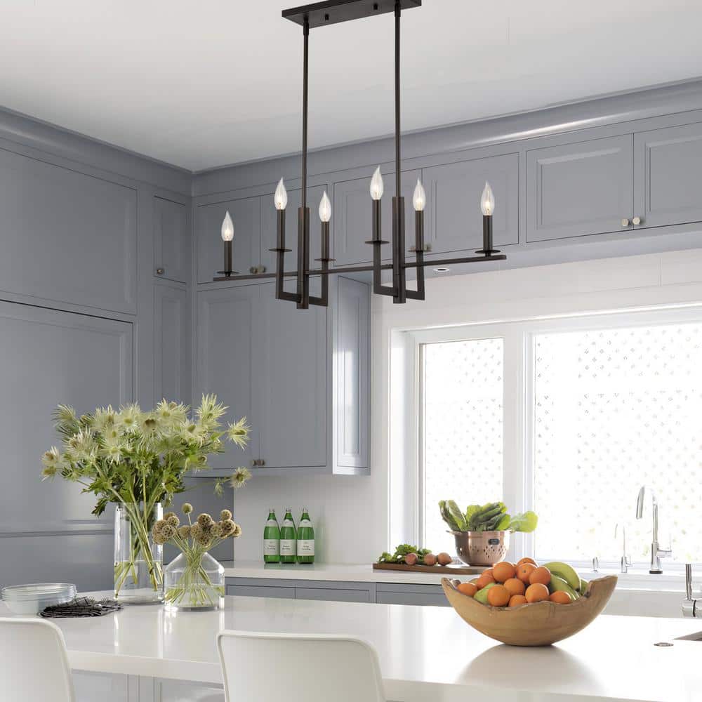 Oil Rubbed Bronze 6-Light Geometric Island Chandelier