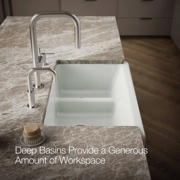 KOHLER Whitehaven Smart Divide Farmhouse Apron-Front Cast Iron 36