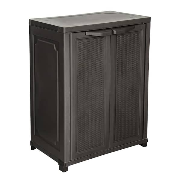 Unbranded - 27.96 in. W x 37.40 in. H x 17.72 in. D Resin 3-Shelf Freestanding Cabinet in Espresso