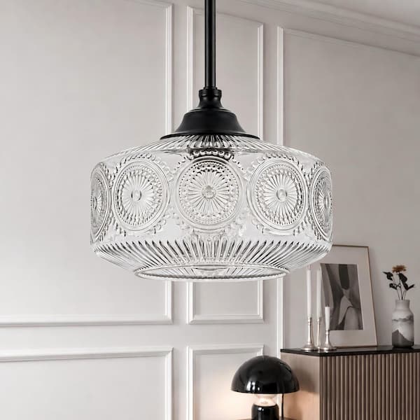 Edvivi 1-Light Matte Black Metal Cone Hanging Kitchen Pendant