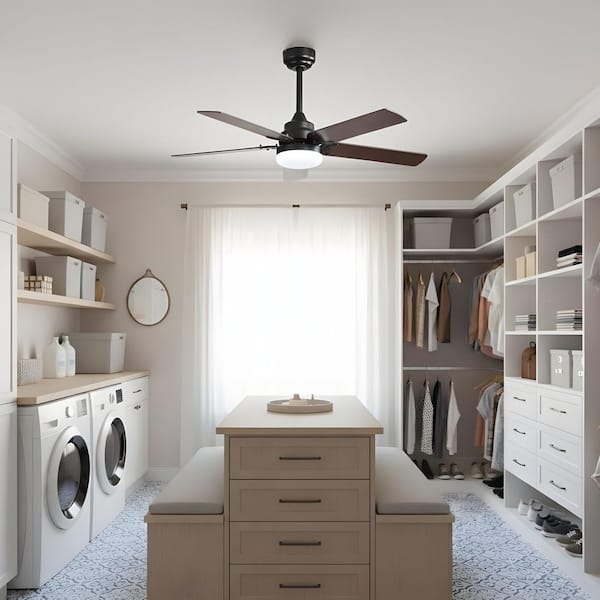 42 in. Integrated Integrated LED Indoor Black Ceiling Fan with Lighti Kit and Bi-Color Fan Blade