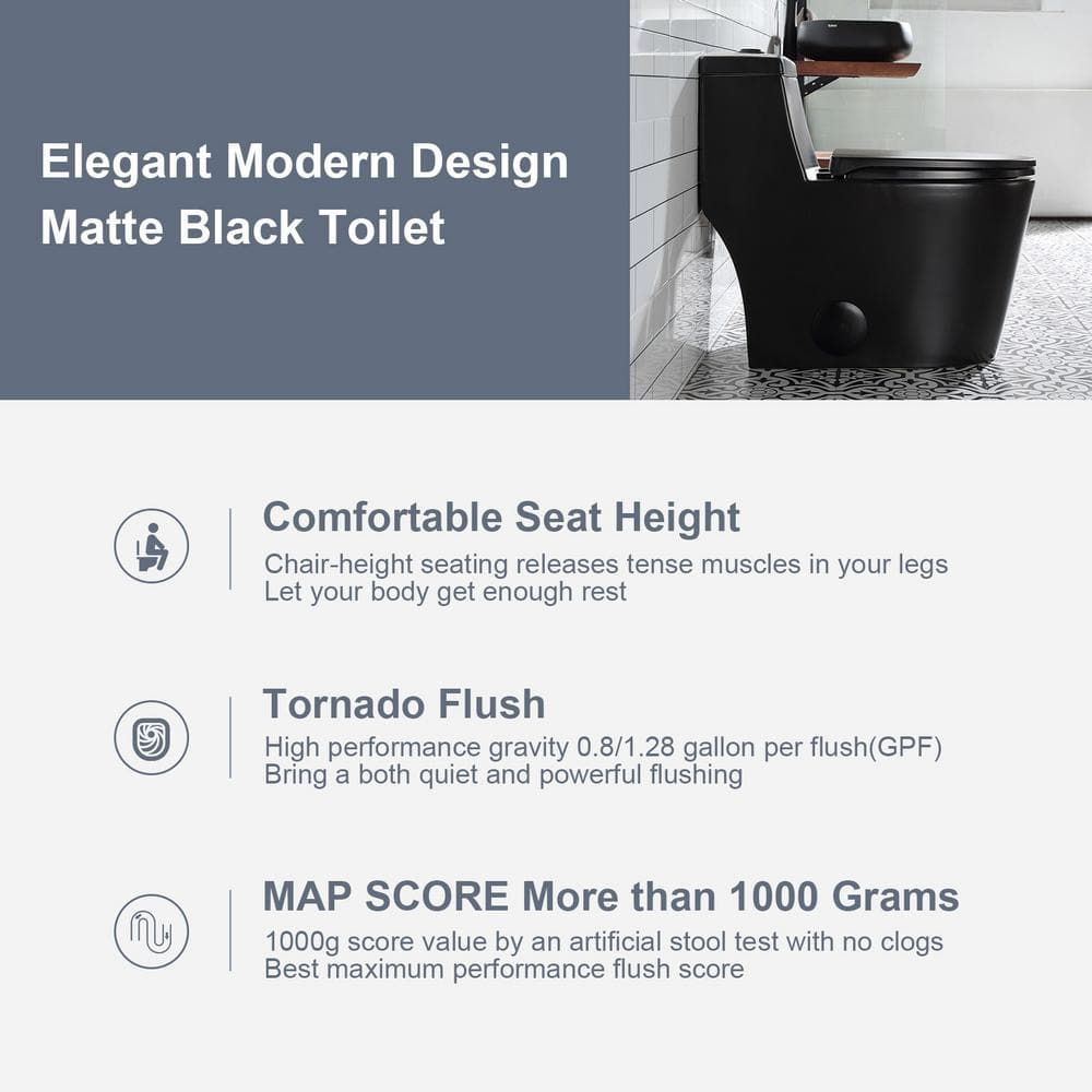 Matte Black Elongated Dual Flush High Efficiency Toilet