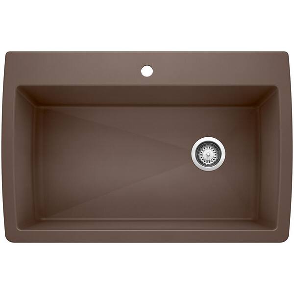 Blanco DIAMOND Silgranit 33.5 in. Dual Mount Granite Composite Cafe Single Bowl Kitchen Sink with 1-Hole