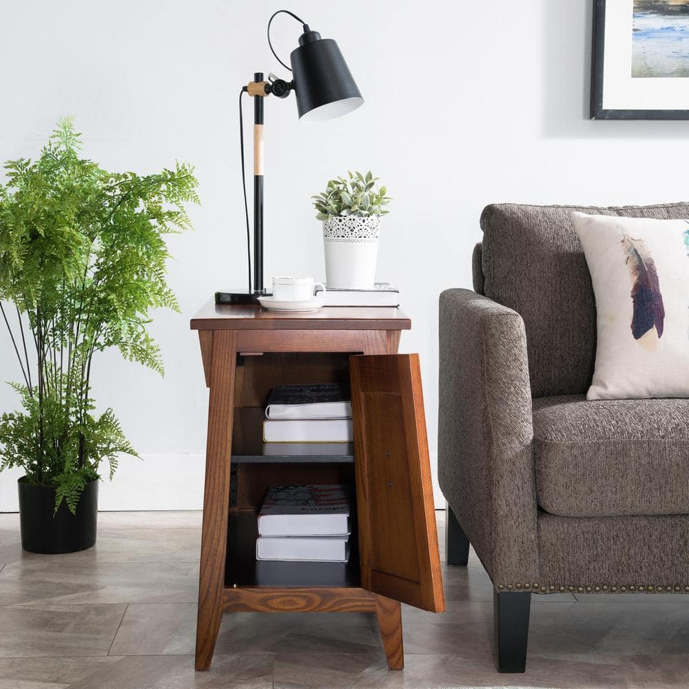 Russet Solid Wood Mission Cabinet End Table with Storage