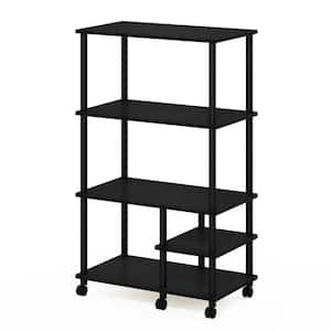 Turn-N-Tube 4-Tier Americano and Black Kitchen Storage Shelf Cart with Casters