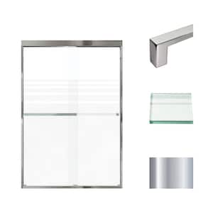 Frederick 47 in. W x 70 in. H Sliding Semi-Frameless Shower Door in Polished Chrome with Frosted Glass