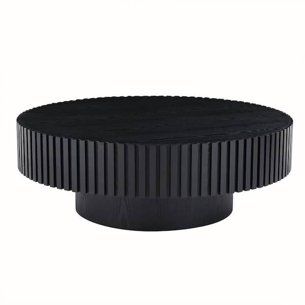 Sudzendf Matt Black MDF Round Outdoor Side Table 1-Piece