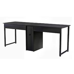 78.74 in. Retangular Black Metal 2-Person Home Office Desk Workstation Desk Writing Desk with Storage