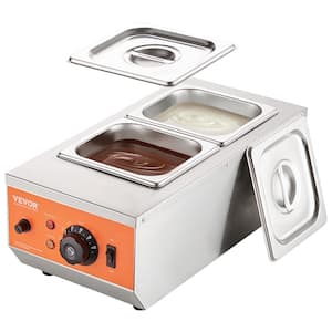 Chocolate Tempering Machine 9 lb. 2-Tanks Chocolate Melting Pot 800W Stainless Steel Electric Commercial Food Warmer