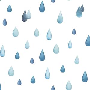 Clara Jean Raindrops Blue and White Peel and Stick Wallpaper (Covers 28.29 sq. ft.)