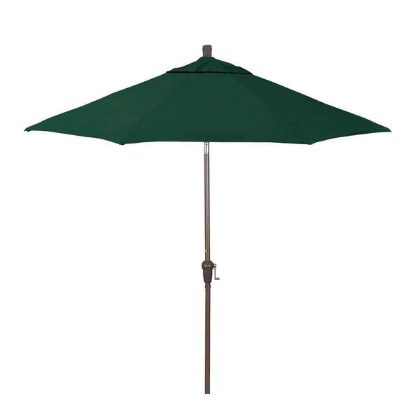 California Umbrella 9 ft. Champagne Aluminum Market Patio Umbrella with Crank Lift and Autotilt in Forest Green Pacifica Premium