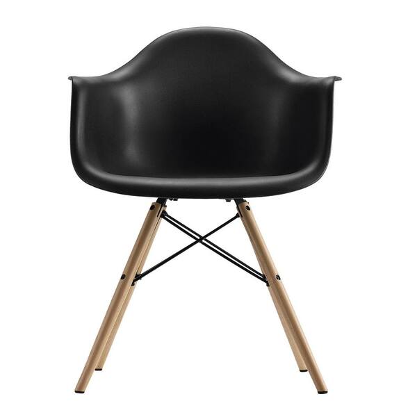 DHP Harper Black Mid Century Modern Molded Arm Chair with Wood Leg