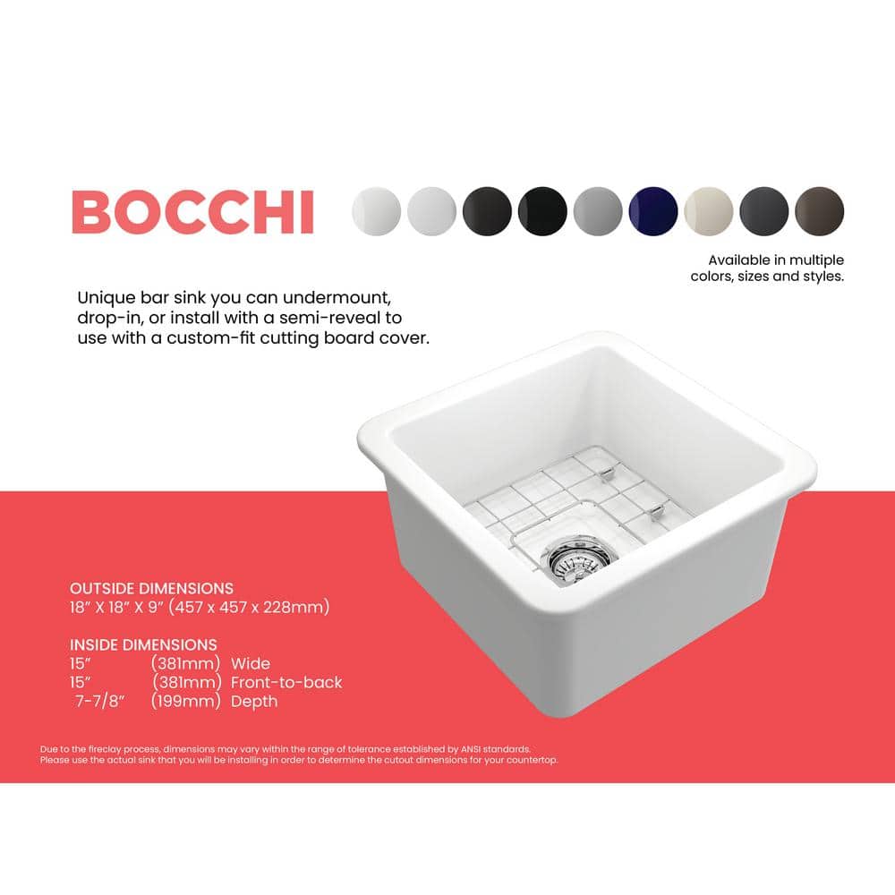 Matte White 18'' Fireclay Single Bowl Drop-in Kitchen Sink