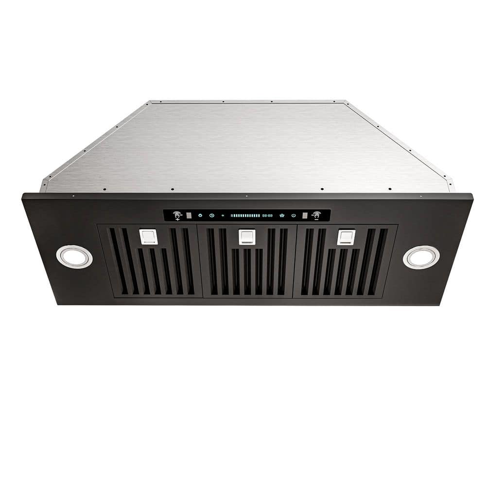 36 in. 900 CFM Convertible Insert Range Hood in Black Stainless Steel with 4 Speed Gesture and Touch Control