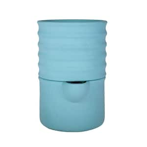 6 in. Dia x 9 in. H Ribbed Cylinder Composite Self Watering Pot in Green