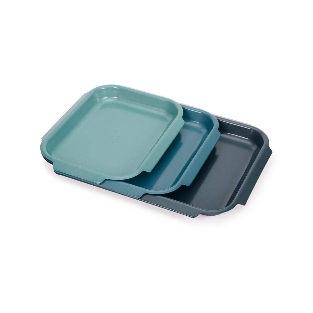 Blue Carbon Steel Non-stick 3-Piece Baking Sheet Pan Set