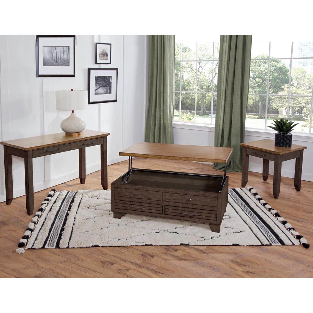 Bear Creek 24" Black and Brown Rustic End Table with Storage