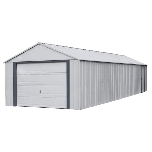 Arrow Murryhill 12 ft. W x 31 ft. D 2-Tone Gray Steel Garage and Storage Building with Side Door and High-Gable Roof