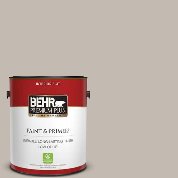 BEHR PREMIUM PLUS 1 gal. #QE-57 Warm Ash Flat Low Odor Interior Paint & Primer