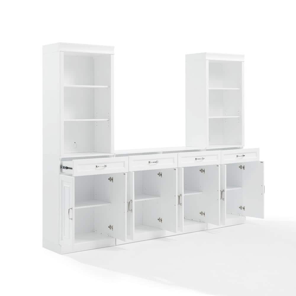78" White MDF Sideboard and Storage Bookcase Set