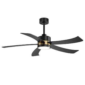 Anselm 52 in. Integrated LED Indoor Black and Gold Ceiling Fan with Light and Remote Control Included