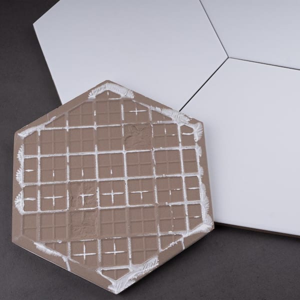 MOLOVO Kenzo White Hexagon 7.7 in. x 8.9 in. Matte Porcelain