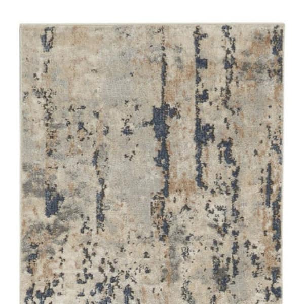 2 ft. x 6 ft. Gray Abstract Washable Area Rug