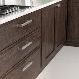 Como Collection 7 9/16 in. (192 mm) Grooved Brushed Nickel Transitional Rectangular Cabinet Bar Pull
