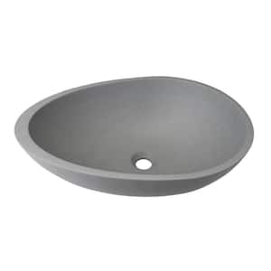21.02 in. L x 15.35 in. W Modern Cement Gray Concrete Novelty/Specialty Bathroom Vessel Sink without Faucet and Drain