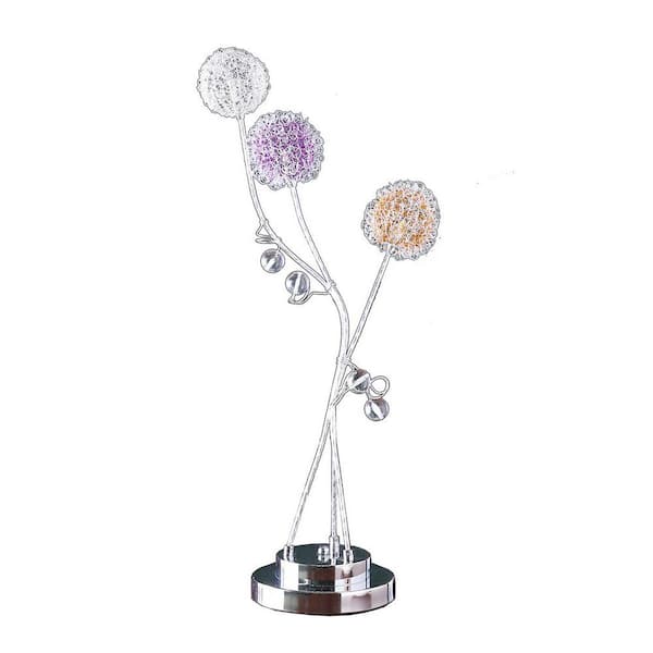 INNOBULE 28 in. Silver 3-Aluminum LED Metal Table Lamp