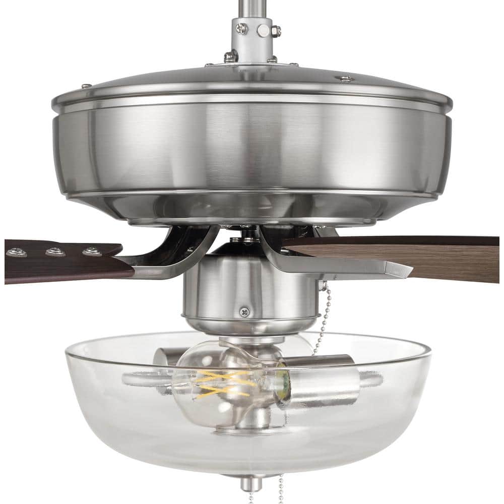 Brushed Nickel 52" Ceiling Fan with Clear Glass Light Kit