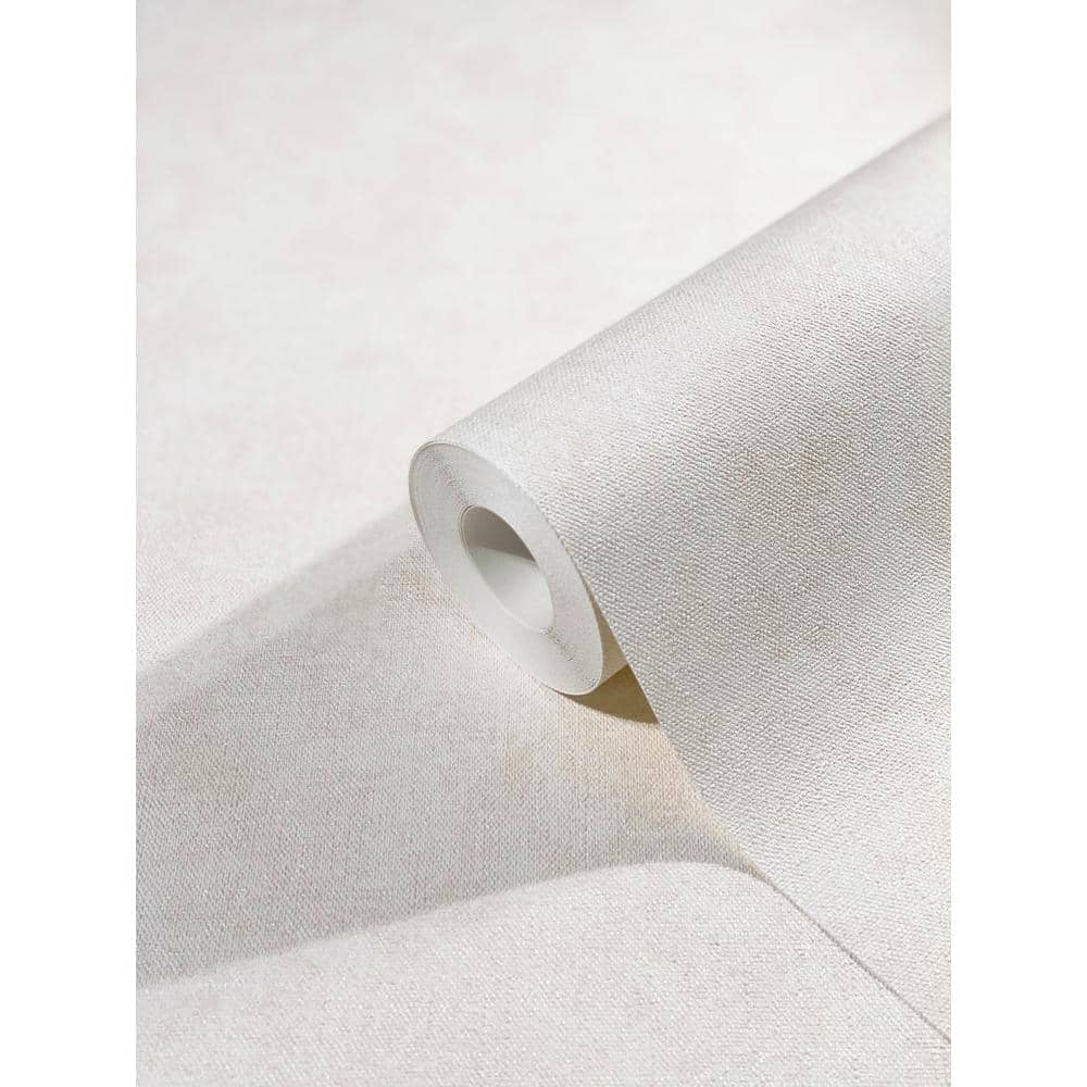 Cream Solid Vinyl Non-Pasted Removable Wallpaper Roll