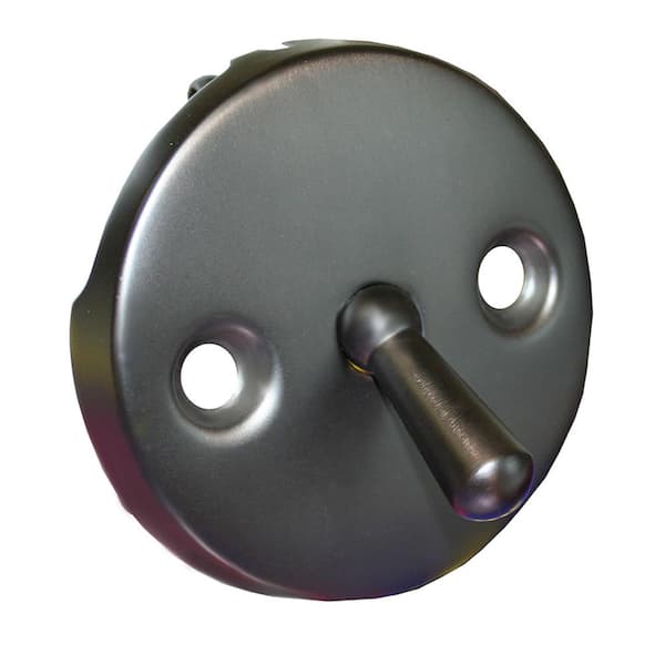 JONES STEPHENS 2-Hole Bathtub Waste and Overflow Faceplate with Trip Lever Less Screws in Oil Rubbed Bronze