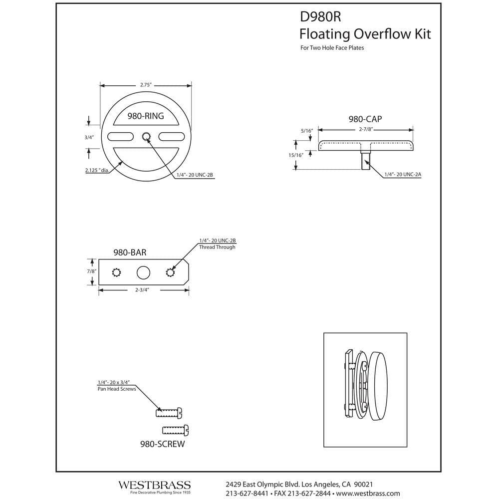Polished Chrome No-Hole Overflow Faceplate Assembly