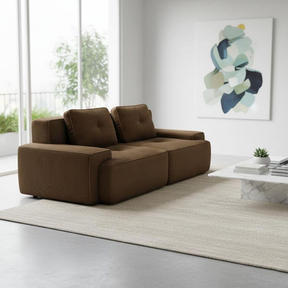 TITK 82 in. Track Arm 1-Piece Corduroy Modular Sectional Sofa with Tufted Cushions in. Espresso Brown price history on PriceWatchPro