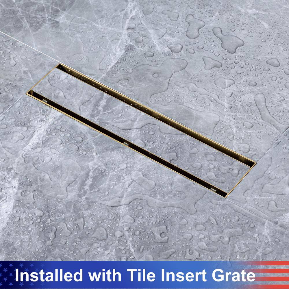 12'' Brushed Gold Stainless Steel Linear Shower Drain