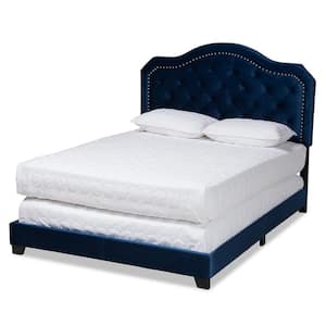 Samantha Navy Blue Queen Button Tufted Bed