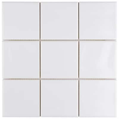 Twist Square White Ice 11-3/4 in. x 11-3/4 in. Ceramic Mosaic Tile (9.8 sq. ft./Case)