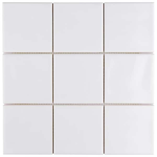 Merola Tile Twist Square White Ice 11-3/4 in. x 11-3/4 in. Ceramic Mosaic Tile (9.8 sq. ft./Case)