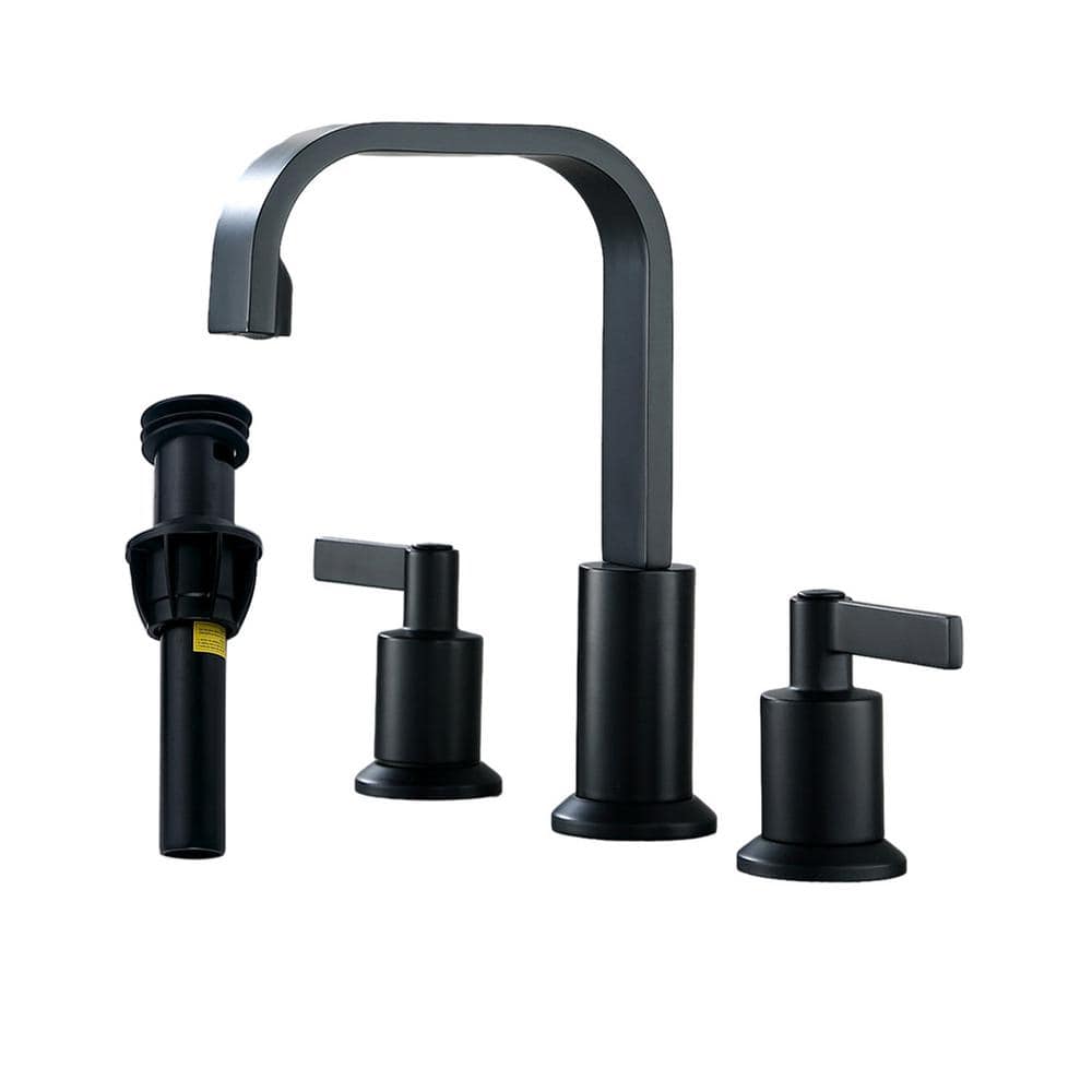 Matte Black Brass 8-inch Widespread Bathroom Faucet