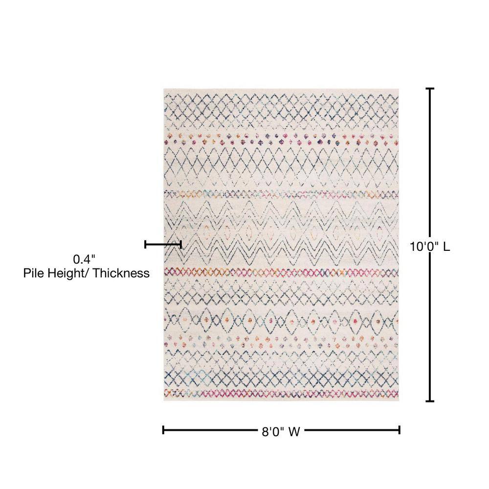 Beige and Ivory Reversible 8' x 10' Cotton Area Rug