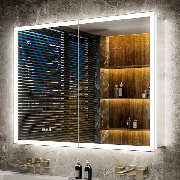 Terri 40 in. W x 30 in. H Acrylic LED Front and Back Light Rectangular Recessed/Surface Wall Medicine Cabinet w/ Mirror