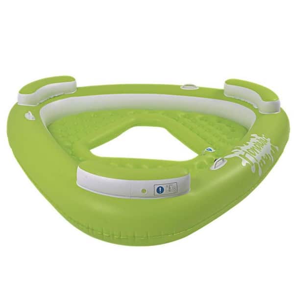 Pool Central 76 in. Green Triangular Inflatable Three Person Lounge