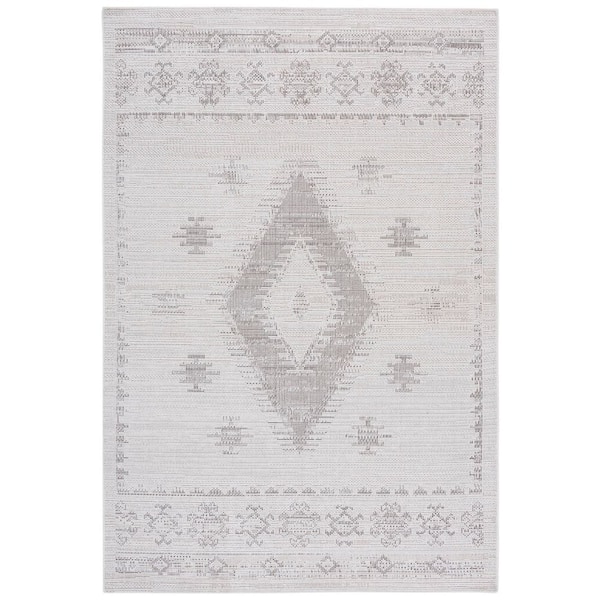 Hammock Ivory/Gray 7 ft. x 9 ft. Machine Washable Distressed Diamond Medallion Area Rug