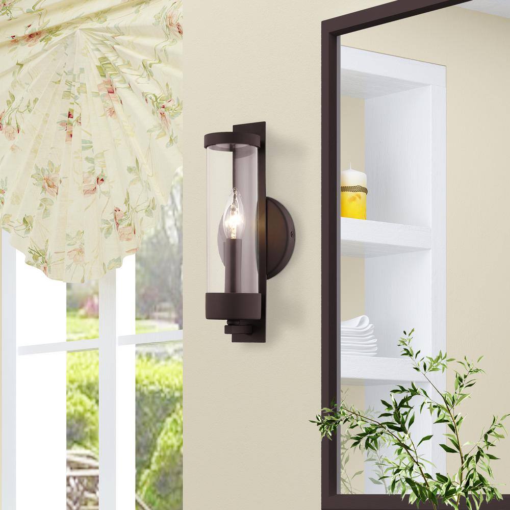 Castleton Modern Bronze Wall Sconce with Clear Glass