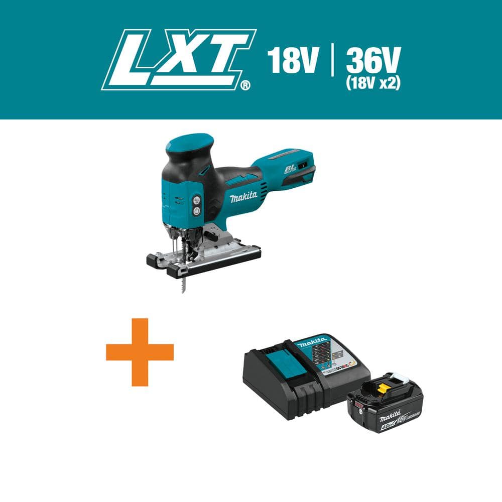 Makita 18V LXT Lithium?Ion Brushless Cordless Barrel Grip Jig Saw with bonus 18-Volt 4.0Ah LXT Battery and Charger Starter Pack