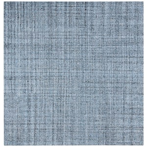 Abstract Blue/Black 6 ft. x 6 ft. Striped Distressed Square Area Rug