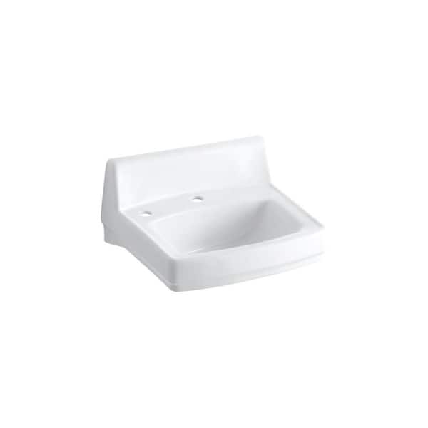 KOHLER Greenwich Vitreous China Rectangular Vessel Sink in White with Single Faucet Hole and Left-Hand Soap Dispenser