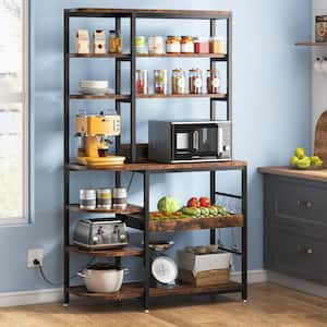 NAIYUFA 5-Tier Kitchen Baker’s Rack with Storage,Large Bakers Rack with  Cabinet, Heavy Duty Oven Stand Microwave Rack,Free Standing Kitchen Utility